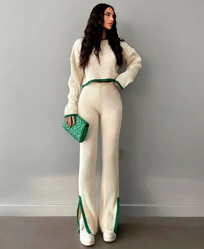 RIBBED CROPPED KNITWEAR SET