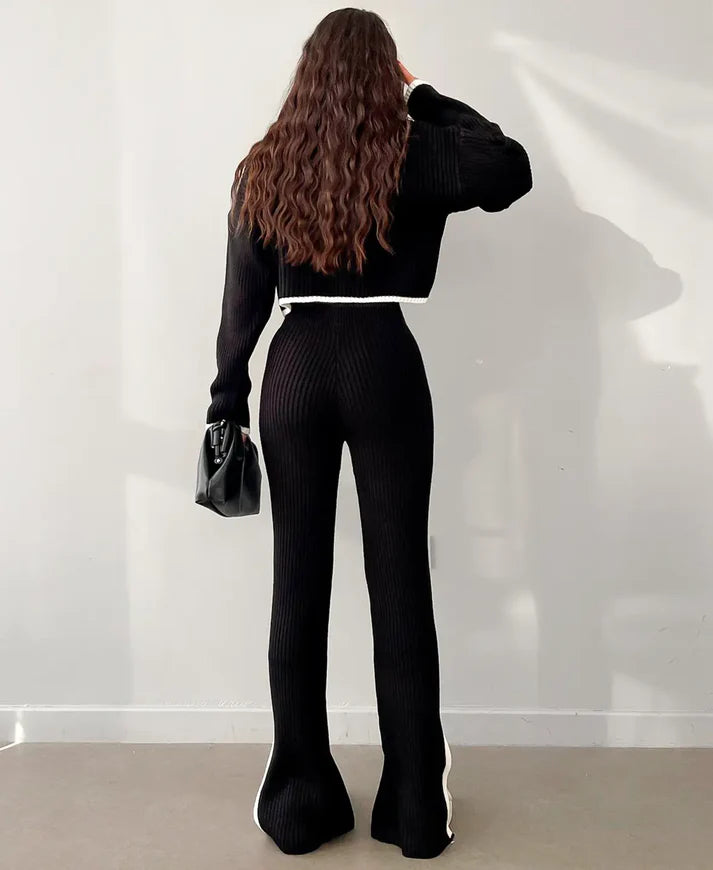 RIBBED CROPPED KNITWEAR SET