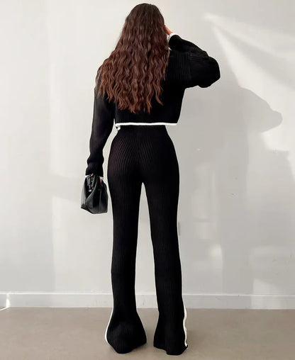 RIBBED CROPPED KNITWEAR SET